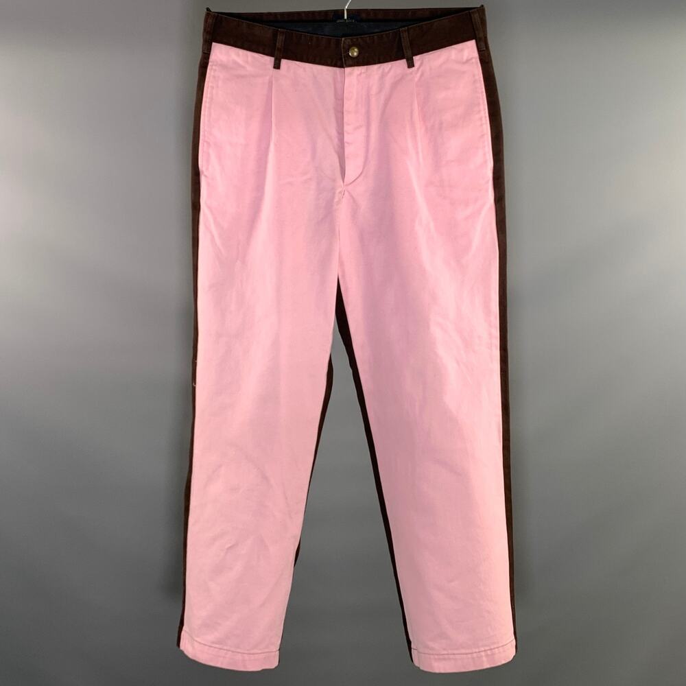 NOAH Size 30 Pink Brown Color Block Cotton Straight leg Casual Pants